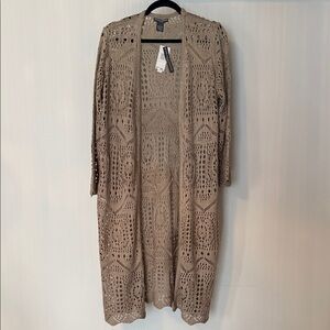 Chelsea & Theodore Beige Crochet Cardigan